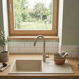 Evier granit beige Luisina MAESTOSO 1 bac 1 égouttoir