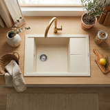 Evier granit beige Luisina MAESTOSO 1 grand bac 1 petit égouttoir 78x50