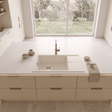 Evier granit blanc ivoire Luisina MAESTOSO 1 grand bac 1 petit égouttoir 78x50