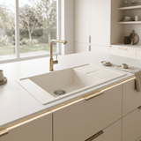 Evier granit blanc ivoire Luisina MAESTOSO 1 grand bac 1 petit égouttoir 78x50