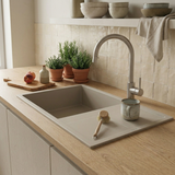 Evier granit beige Luisina MAESTOSO 1 grand bac 1 petit égouttoir 86x50
