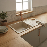Evier granit beige Luisina MAESTOSO 1 grand bac 1 égouttoir