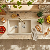 Evier granit beige Luisina MAESTOSO 2 bacs 1 égouttoir