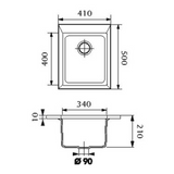 Évier granit blanc Luisina QUADRILLE 1 bac 410x500