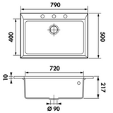 Évier granit blanc Luisina QUADRILLE 1 bac 794x504