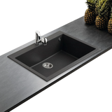 Évier granit noir moucheté Luisina QUADRILLE 1 bac 794x504