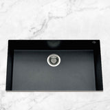 Évier sous-plan granit noir moucheté Luisina QUADRILLE 1 bac 760x440