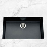 Évier sous-plan granit noir moucheté Luisina QUADRILLE 1 bac 760x440