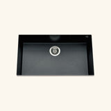 Évier sous-plan granit noir moucheté Luisina QUADRILLE 1 bac 760x440