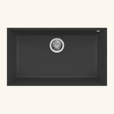 Évier sous-plan granit noir Luisina QUADRILLE 1 bac 760x440 - vidage automatique