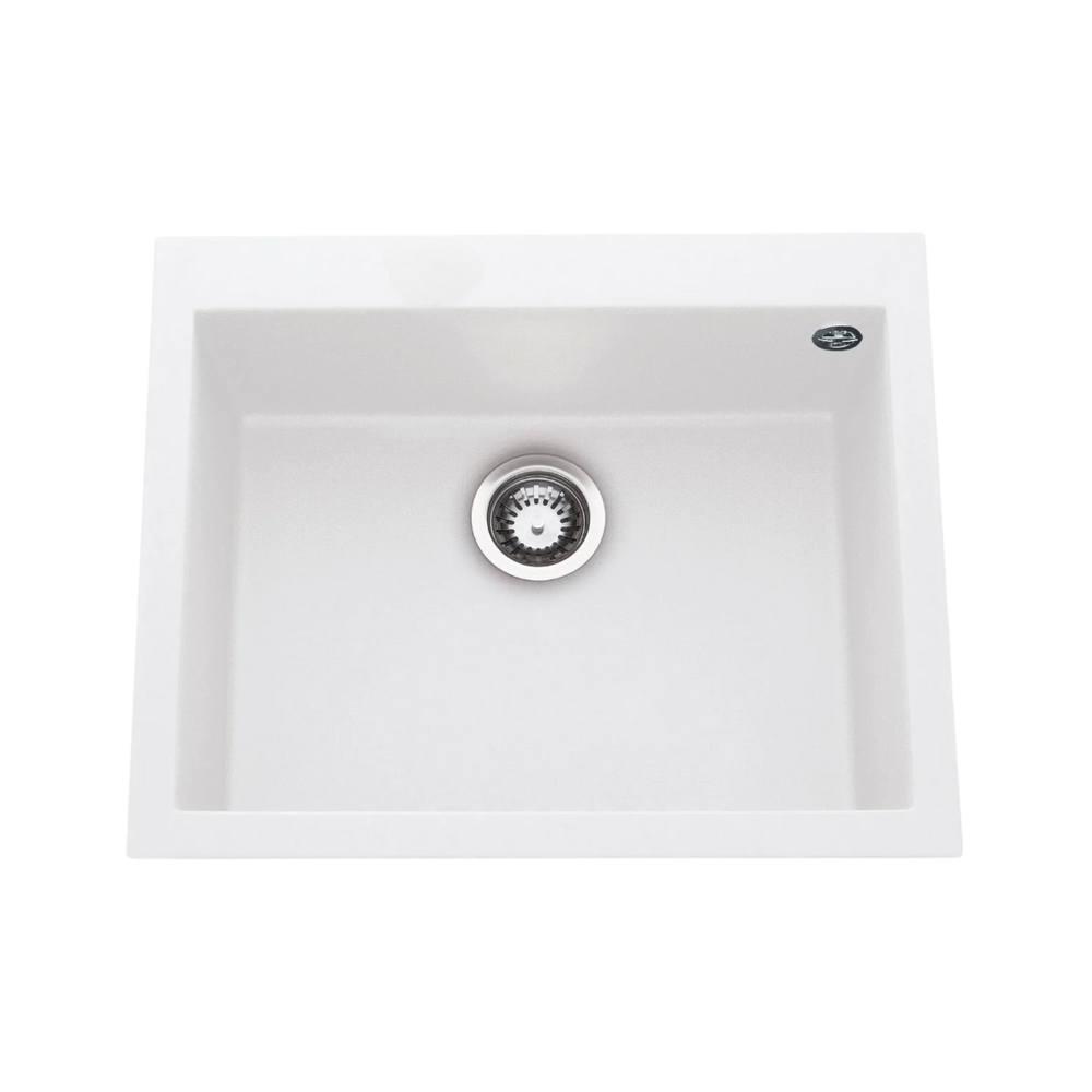 Évier granit blanc Luisina QUADRILLE 1 bac 570x500