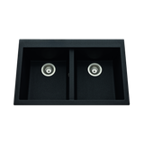 Évier granit noir moucheté Luisina QUADRILLE 2 bacs