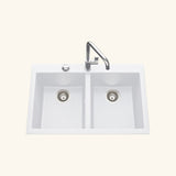 Évier granit blanc Luisina QUADRILLE 2 bacs