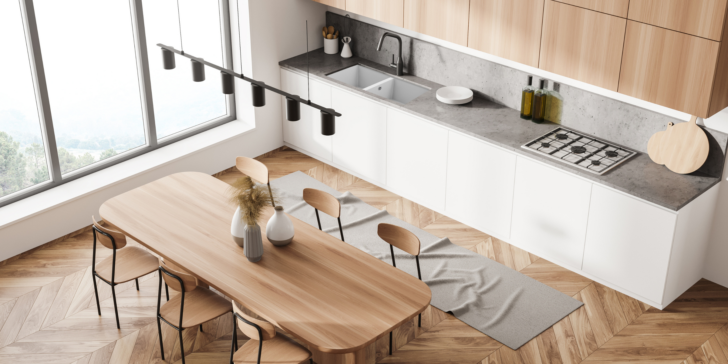 Évier sous-plan granit blanc Luisina QUADRILLE, 2 bacs, robuste et fonctionnel