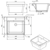 Évier buanderie bac à laver céramique blanc Sanindusa UTILITY 510x500