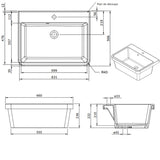 Évier buanderie bac à laver céramique blanc Sanindusa UTILITY 660x501