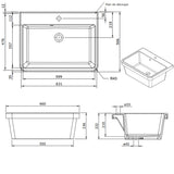 Évier buanderie bac à laver céramique blanc Sanindusa UTILITY 660x501