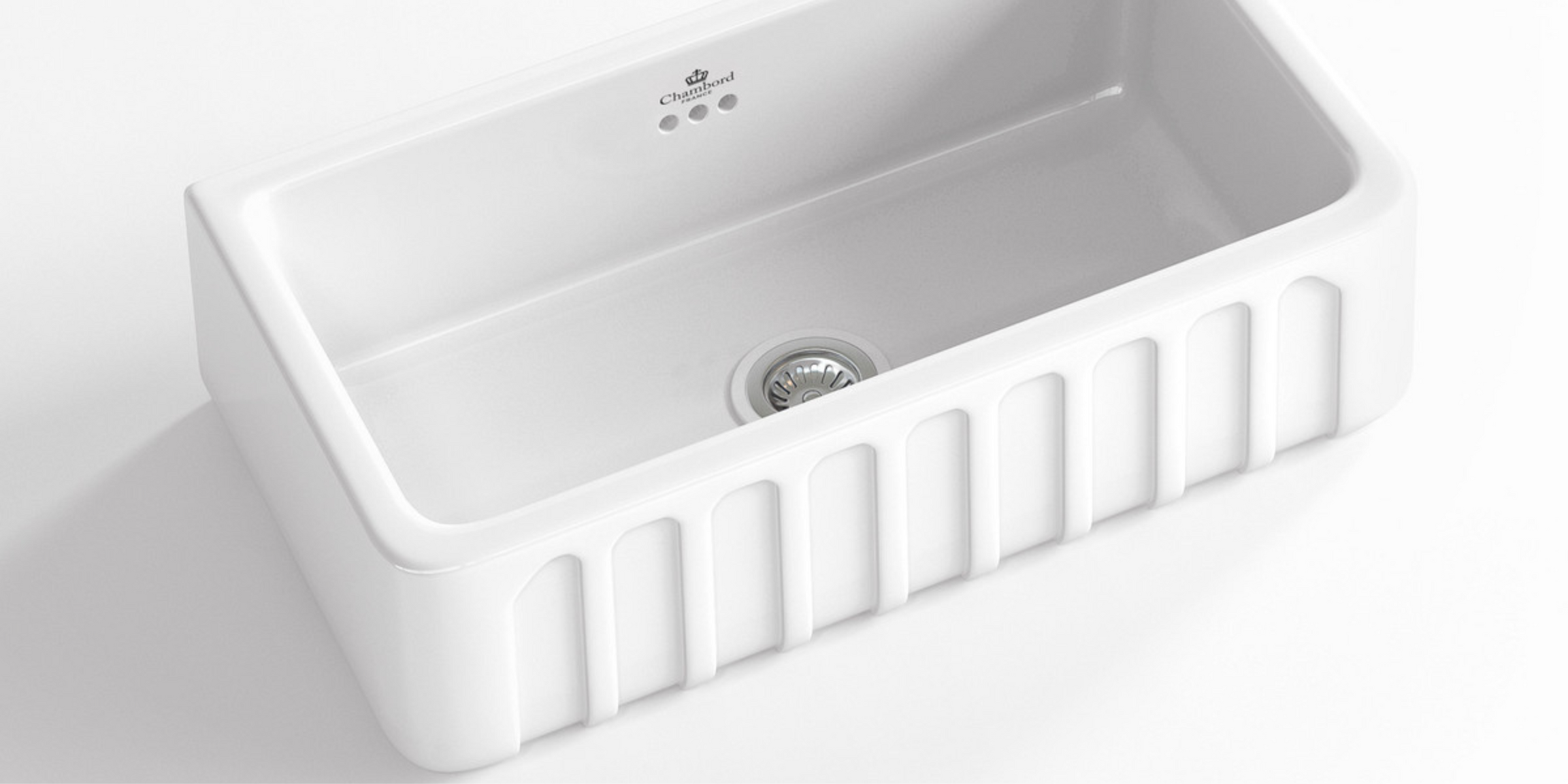 Évier timbre d'office céramique VICTORIA 1 bac blanc 79x50 cm