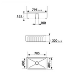 Évier timbre d'office céramique VICTORIA 1 bac blanc 79x50 cm