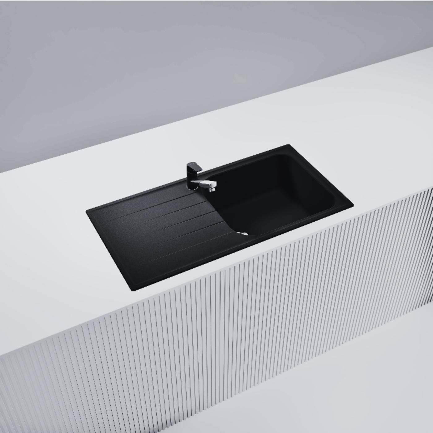 Évier granit noir Schock VIOLA 1 grand bac 1 égouttoir