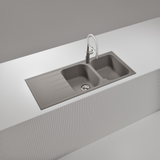 Évier granit gris béton Schock VIOLA 2 bacs 1 égouttoir