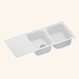 Évier granit blanc Schock VIOLA 2 bacs 1 égouttoir