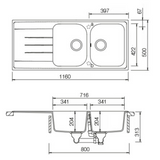 Évier granit noir Schock VIOLA 2 bacs 1 égouttoir