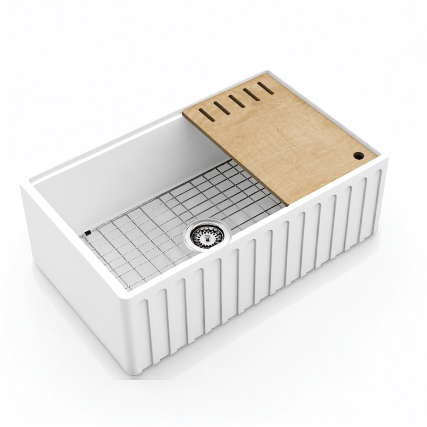 Évier timbre d'office céramique VICTORIA blanc 76,2x46 cm 1 bac - sans trop plein
