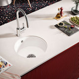 Évier rond céramique blanc Sanindusa VALET 1 bac 44.5 cm