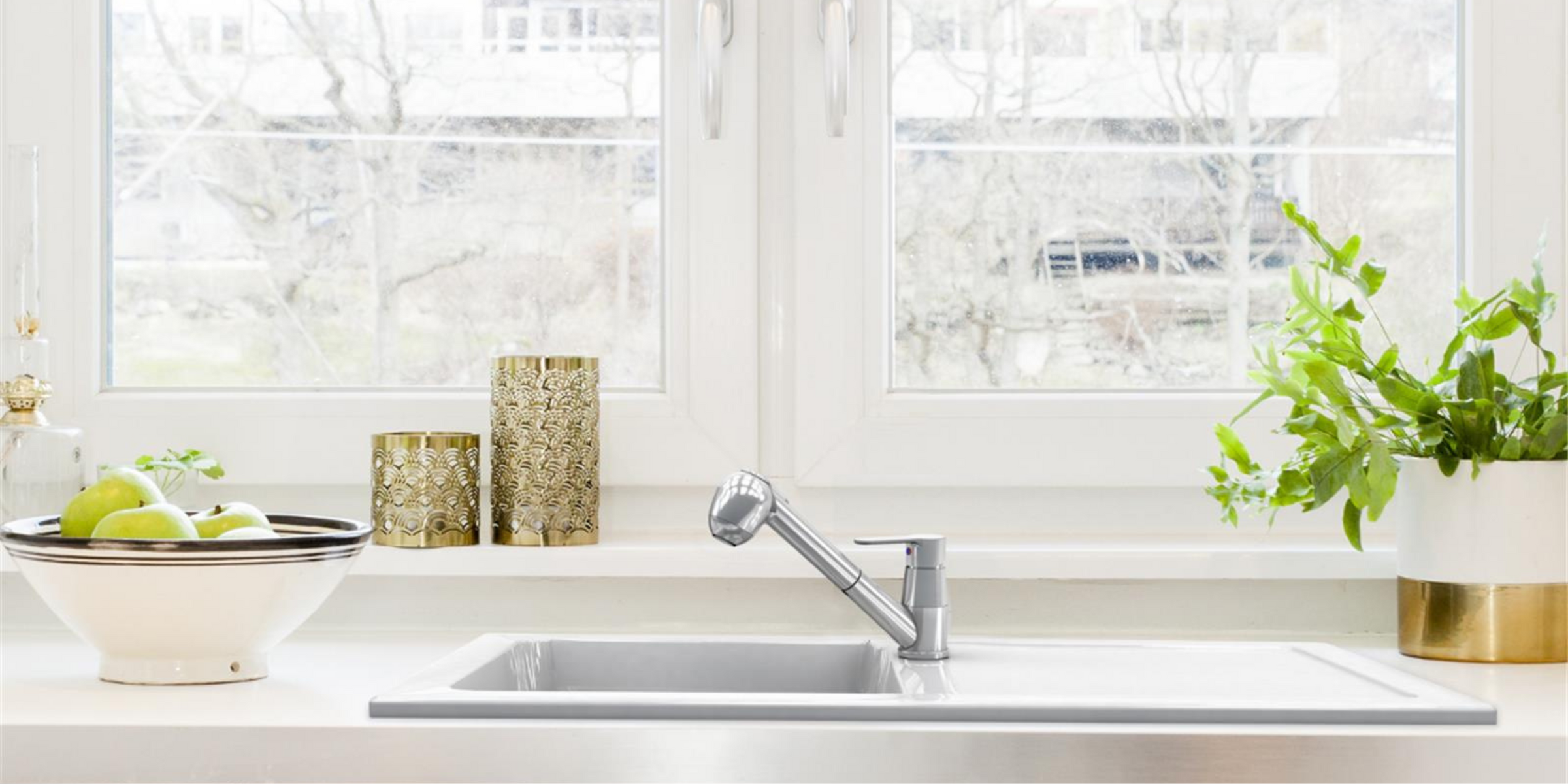 Evier céramique blanc EWI VICTOIRE 1 bac 1 égouttoir