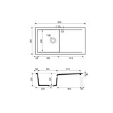 Evier céramique blanc Ewi VICTOIRE 1 bac 1 égouttoir