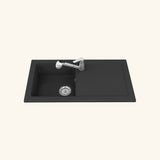 Evier céramique noir mat Ewi VICTOIRE 1 bac 1 égouttoir