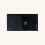 Evier céramique noir mat Ewi VICTOIRE 1 bac 1 égouttoir