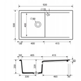 Evier céramique noir mat Ewi VICTOIRE 1 bac 1 égouttoir