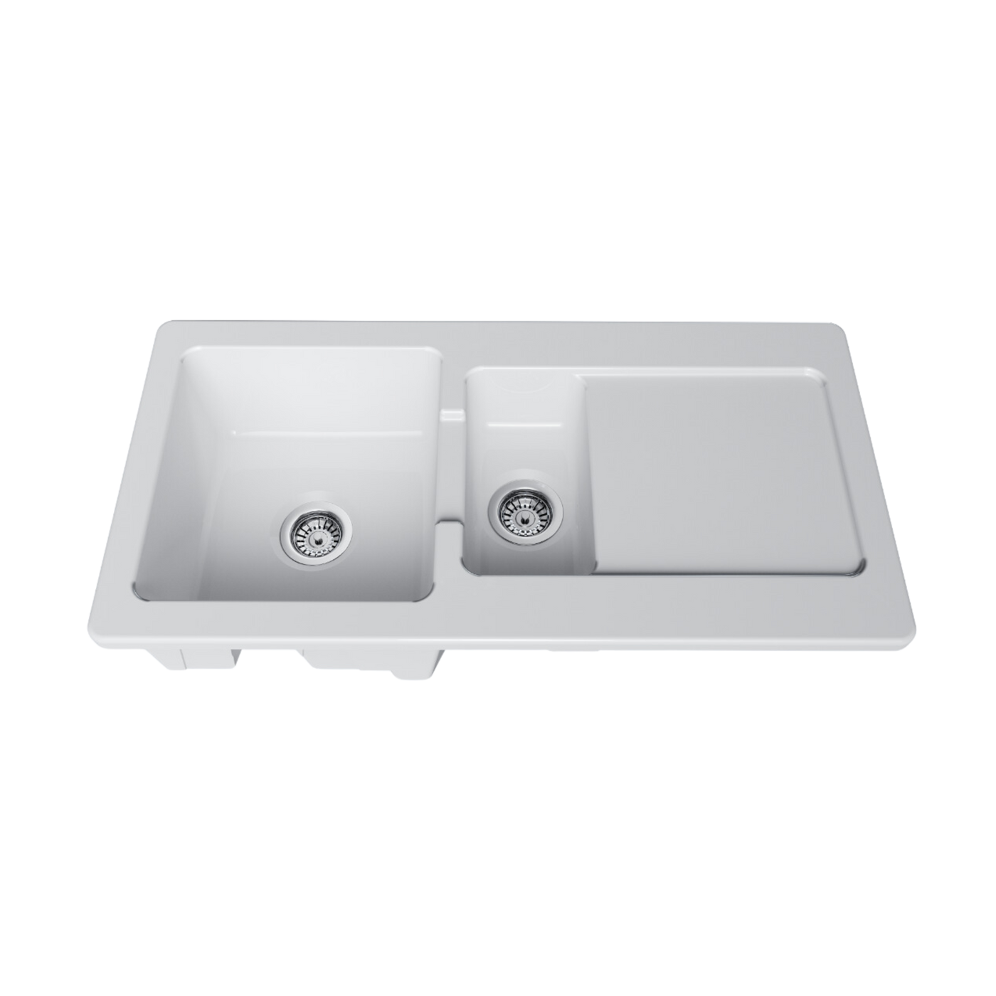 Évier céramique blanc VitrA ARKITEKT 1 bac et demi - 1 égouttoir