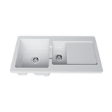 Évier céramique blanc VitrA ARKITEKT 1 bac et demi - 1 égouttoir