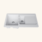 Évier céramique blanc VitrA ARKITEKT 1 bac et demi - 1 égouttoir