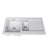 Évier céramique blanc VitrA ARKITEKT 1 bac et demi - 1 égouttoir