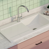 Évier céramique blanc brillant VitrA ARKITEKT 1 grand bac - 1 égouttoir