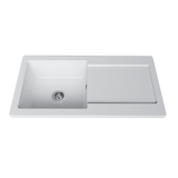 Évier céramique blanc brillant VitrA ARKITEKT 1 grand bac - 1 égouttoir