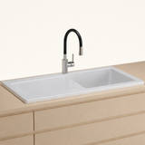 Évier céramique blanc brillant VitrA ARKITEKT 1 grand bac - 1 égouttoir