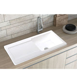 Évier céramique blanc brillant VitrA ARKITEKT 1 grand bac - 1 égouttoir