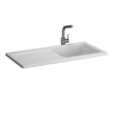 Évier céramique blanc brillant VitrA ARKITEKT 1 grand bac 1 égouttoir