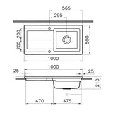 Évier céramique blanc brillant VitrA ARKITEKT 1 grand bac - 1 égouttoir