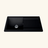 Évier céramique noir mat VitrA ARKITEKT 1 grand bac 1 égouttoir