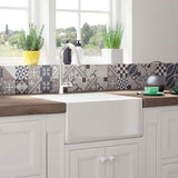 Évier timbre d'office céramique Sanindusa BELFAST blanc 1 bac