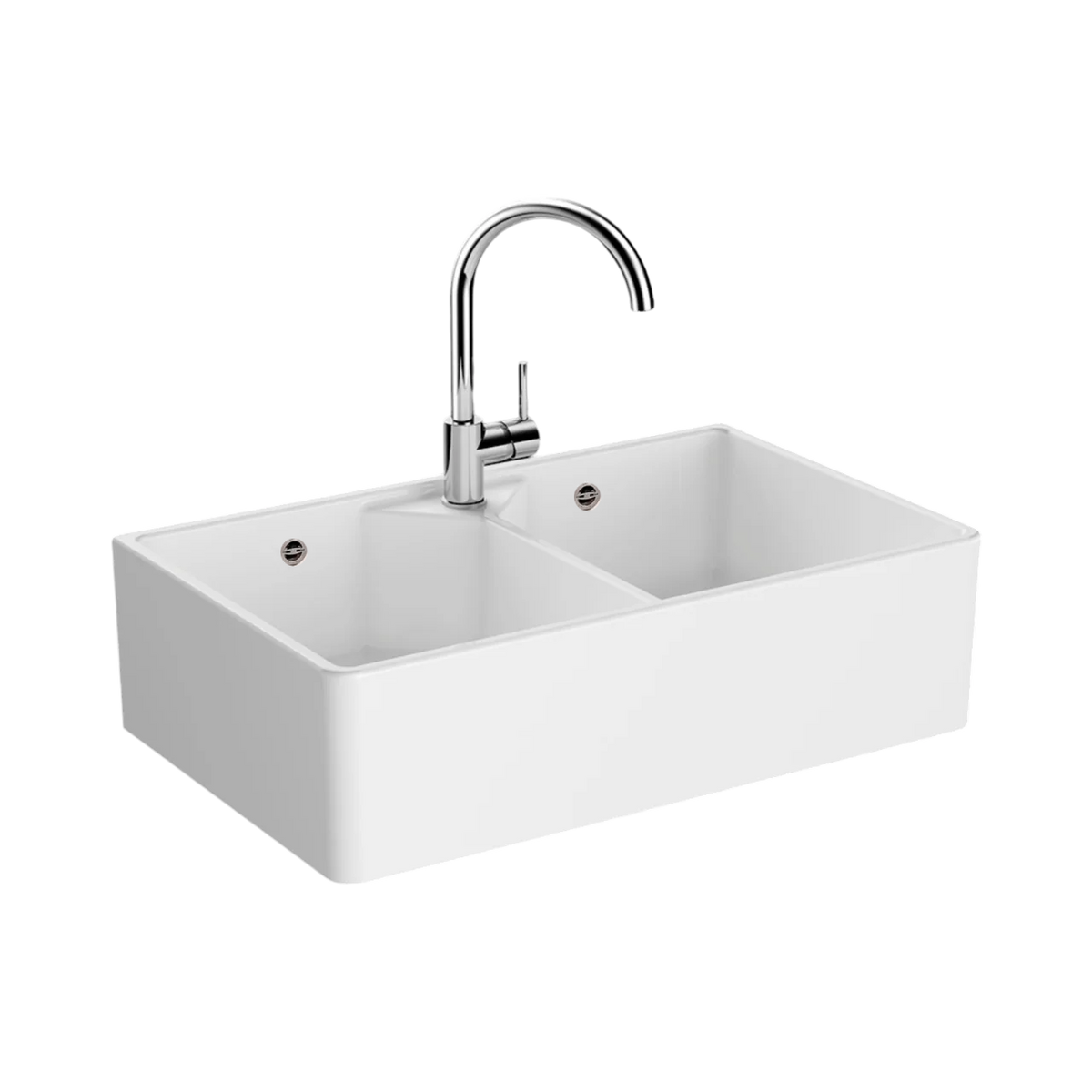 Évier timbre d'office céramique blanc VitrA BELFAST 2 bacs