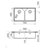 Évier timbre d'office céramique blanc VitrA BELFAST 2 bacs