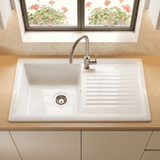 Évier céramique blanc brillant VitrA ARKITEKT 1 très grand bac 1 égouttoir