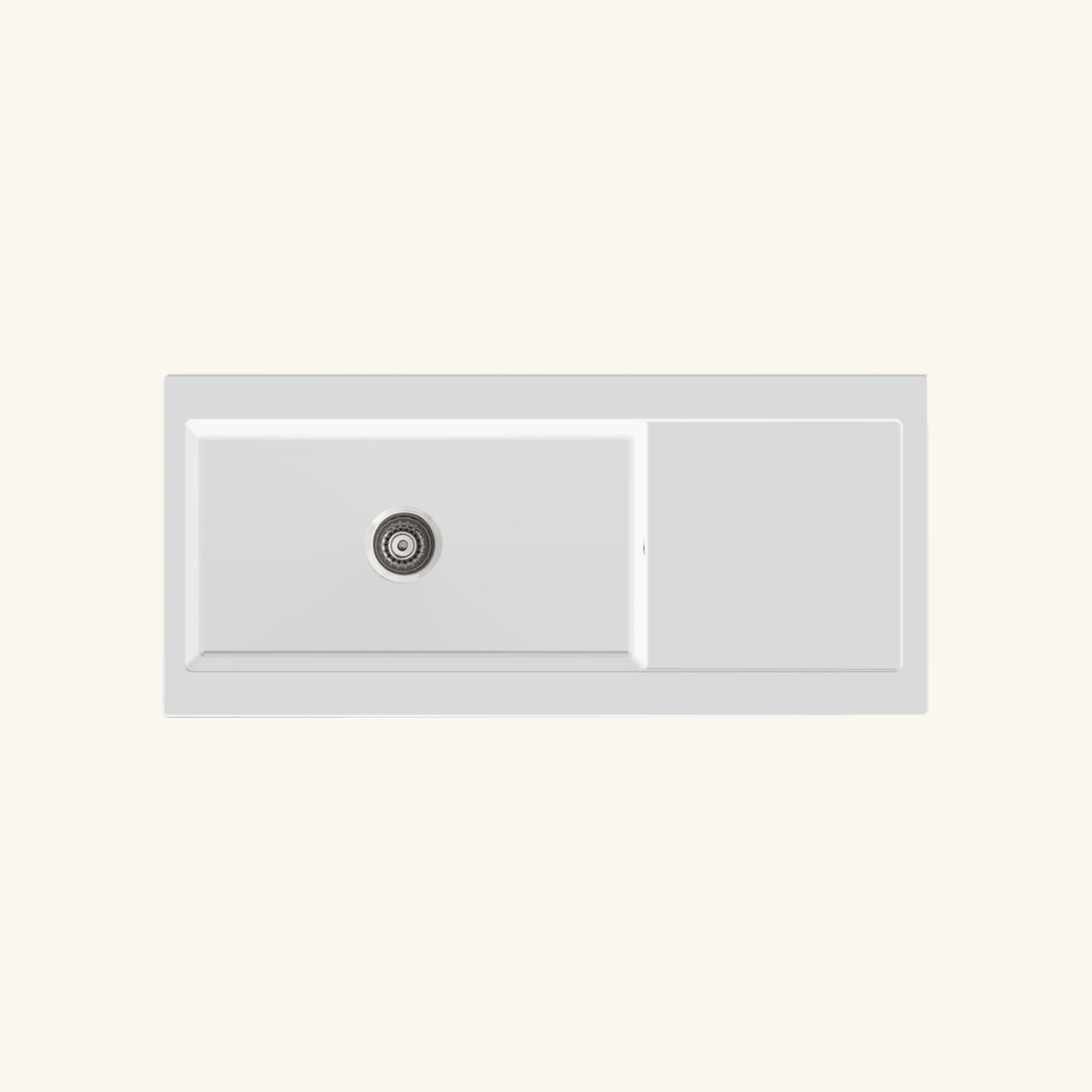 Évier granit blanc grisé Kümbad YUNA 1 très grand bac 1 égouttoir